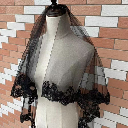 Wholesale Two-tier Antique / Lace Applique Edge Wedding Veil Elbow Veils with Embroidery / Splicing 21.65 in (55cm) POLY / 100% Polyester