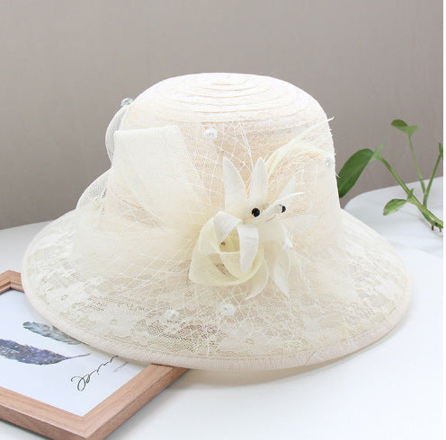 Wholesale Fascinators Hats Headwear Organza Bucket Hat Straw Hat Sun Hat Casual Holiday Elegant Retro With Feather Bows Headpiece Headwear