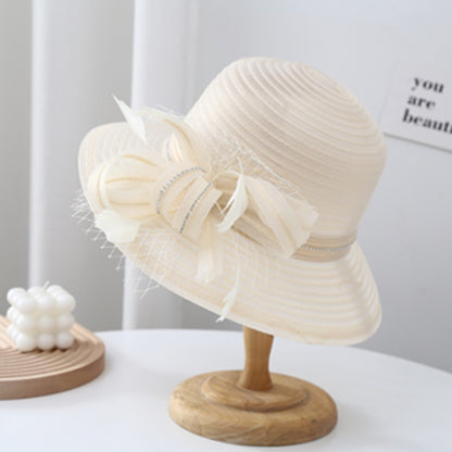 Wholesale Hats Fiber Bucket Hat Floppy Hat Sun Hat Wedding Casual Elegant Wedding With Bowknot Cap Headpiece Headwear