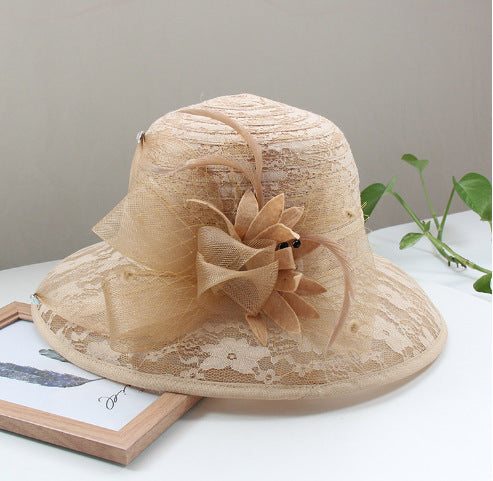 Wholesale Fascinators Hats Headwear Organza Bucket Hat Straw Hat Sun Hat Casual Holiday Elegant Retro With Feather Bows Headpiece Headwear