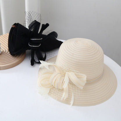 Wholesale Hats Fiber Bucket Hat Floppy Hat Sun Hat Wedding Casual Elegant Wedding With Bowknot Cap Headpiece Headwear