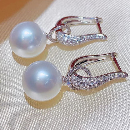 Wholesale Pearl Drop Earrings Fine Jewelry Classic Precious Stylish Simple Earrings Jewelry White Sliver For Wedding Party 1 Pair