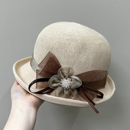 Wholesale Hats Headwear Tulle Acrylic / Cotton Bowler / Cloche Hat Bucket Hat Straw Hat Casual Holiday Elegant Vintage With Feather Floral Headpiece Headwear