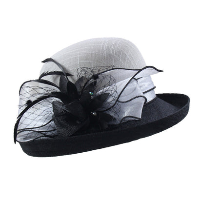 Wholesale Fascinators Hats Headwear Polyester Organza Bucket Hat Straw Hat Sun Hat Casual Holiday Elegant Vintage With Feather Bows Headpiece Headwear