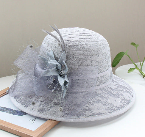 Wholesale Fascinators Hats Headwear Organza Bucket Hat Straw Hat Sun Hat Casual Holiday Elegant Retro With Feather Bows Headpiece Headwear