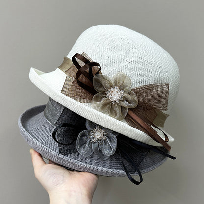 Wholesale Hats Headwear Tulle Acrylic / Cotton Bowler / Cloche Hat Bucket Hat Straw Hat Casual Holiday Elegant Vintage With Feather Floral Headpiece Headwear