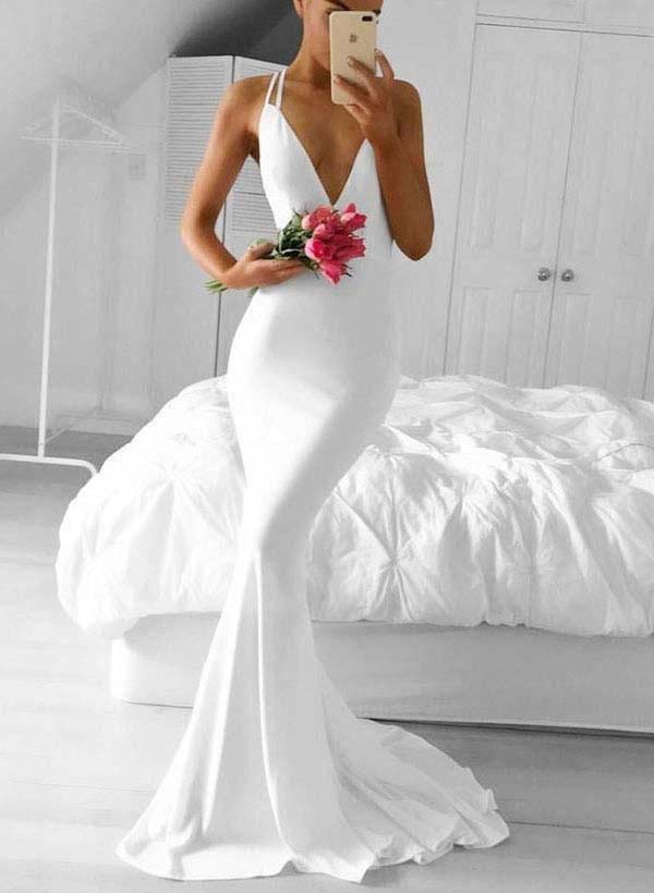 Wholesale Trumpet/Mermaid Halter Floor-Length Wedding Dress