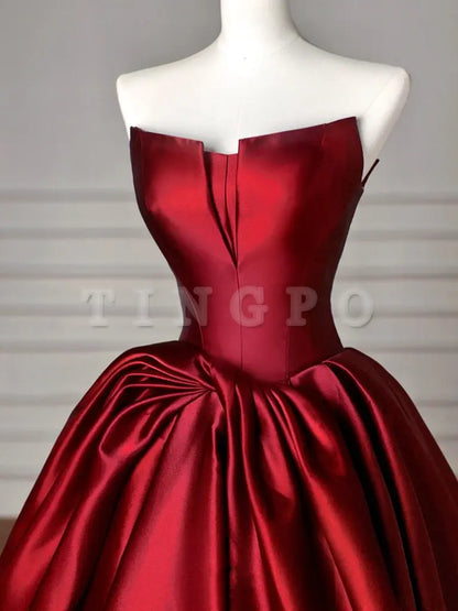 Wholesale Simple Satin Burgundy Long Prom Dress Burgundy Long Formal Dress gowns evening dresses