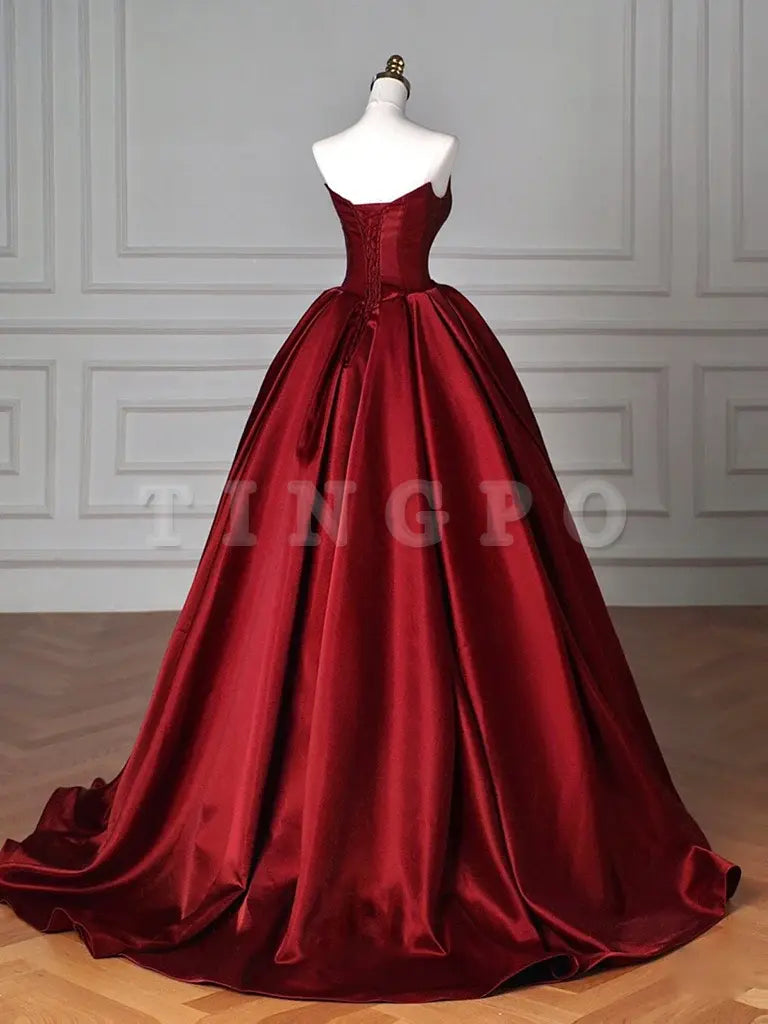 Wholesale Simple Satin Burgundy Long Prom Dress Burgundy Long Formal Dress gowns evening dresses