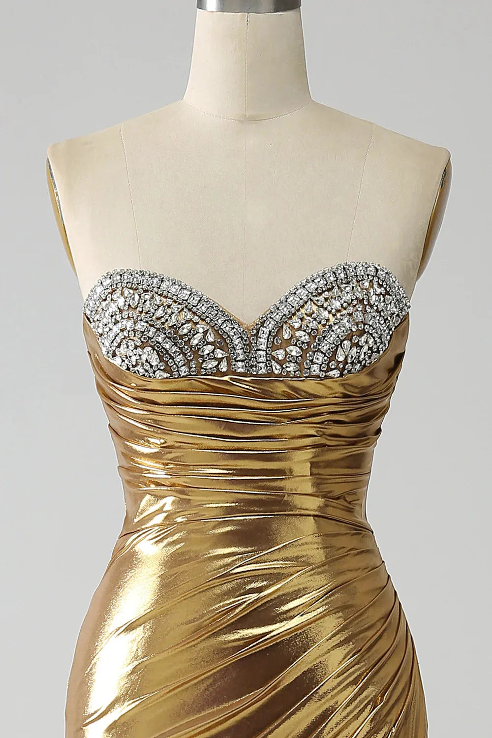 Wholesale Golden Mermaid Sweetheart Long Metallic Prom Dress with Beading prom dresses shops