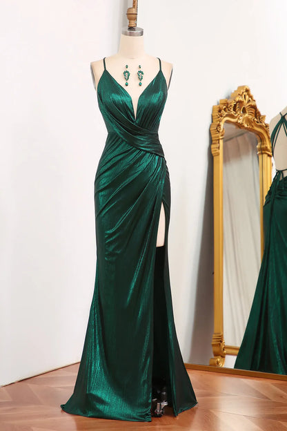 Wholesale Dark Green Mermaid Keyhole Long Glitter Prom Dress With Slit prom dresses shops