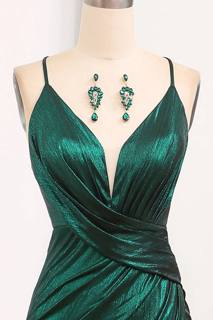 Wholesale Dark Green Mermaid Keyhole Long Glitter Prom Dress With Slit prom dresses shops