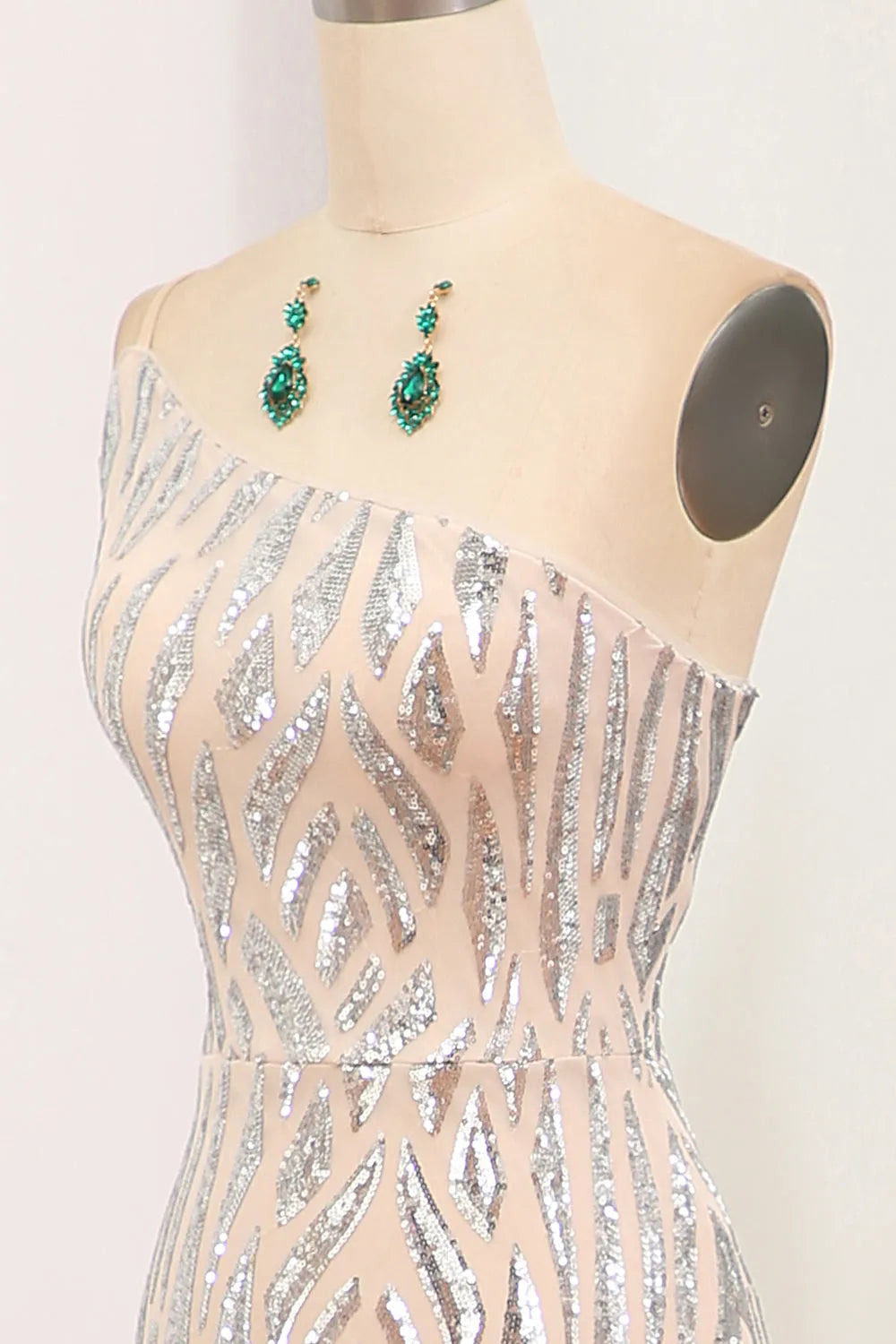 Wholesale Glitter Dark Green Mermaid One Shoulder Long Prom Dress With Sequins prom dresses shops