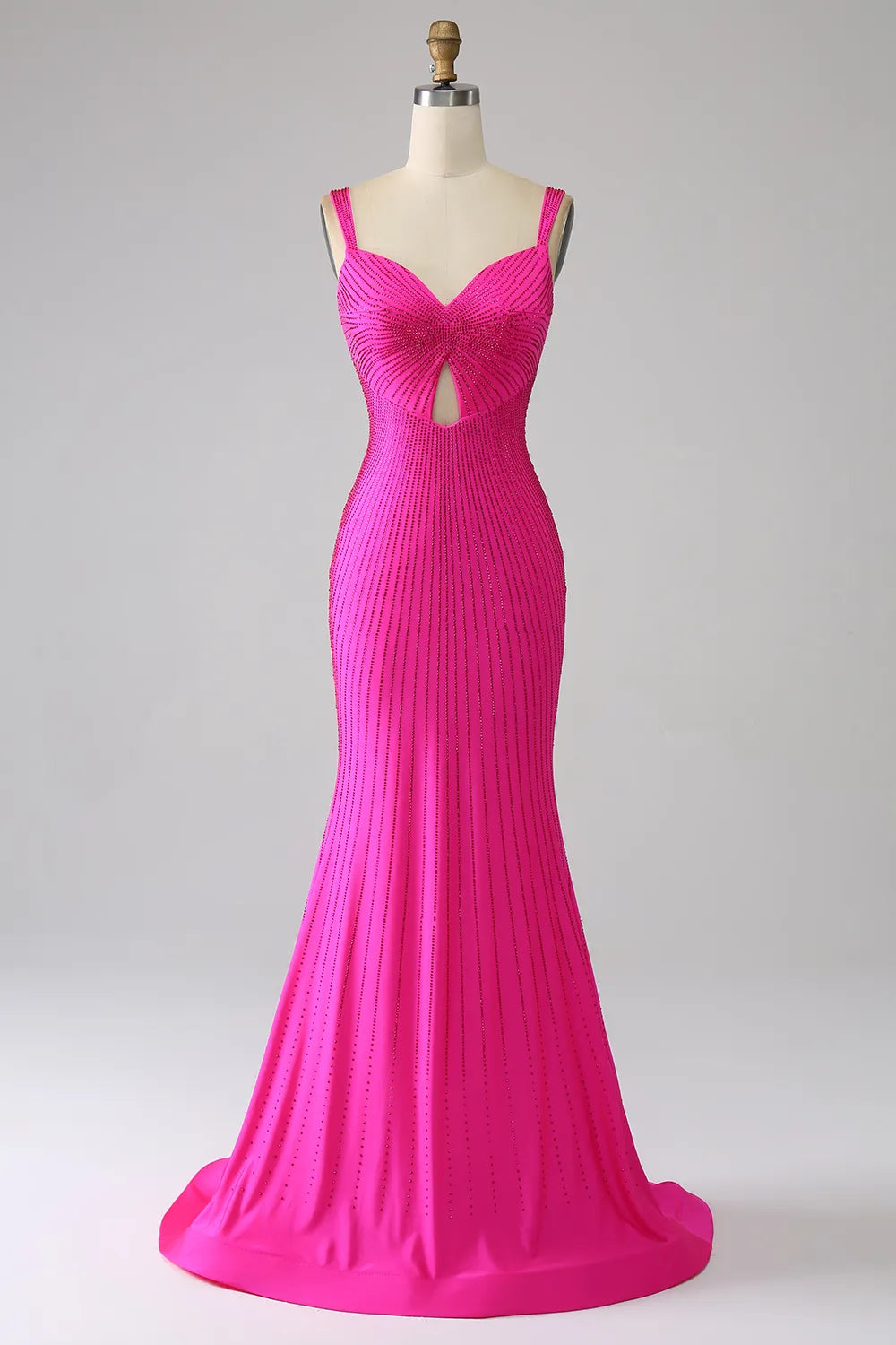 Wholesale Shiny Fuchsia Mermaid Straps Long Corset Beaded Prom Dress prom dresses shops