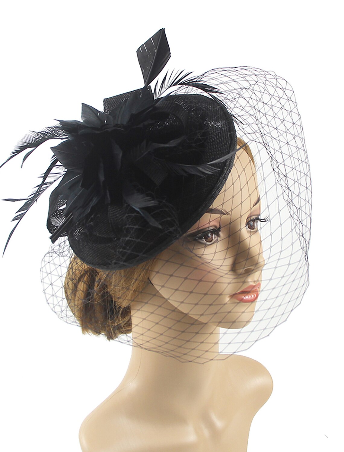 Wholesale Fascinators Kentucky Derby Hat Headwear Organza Polyester / Polyamide Fedora Hat Floppy Hat Veil Hat Tea Party Horse Race Ladies Day Vintage Style Vintage Elegant With Feather Appliques