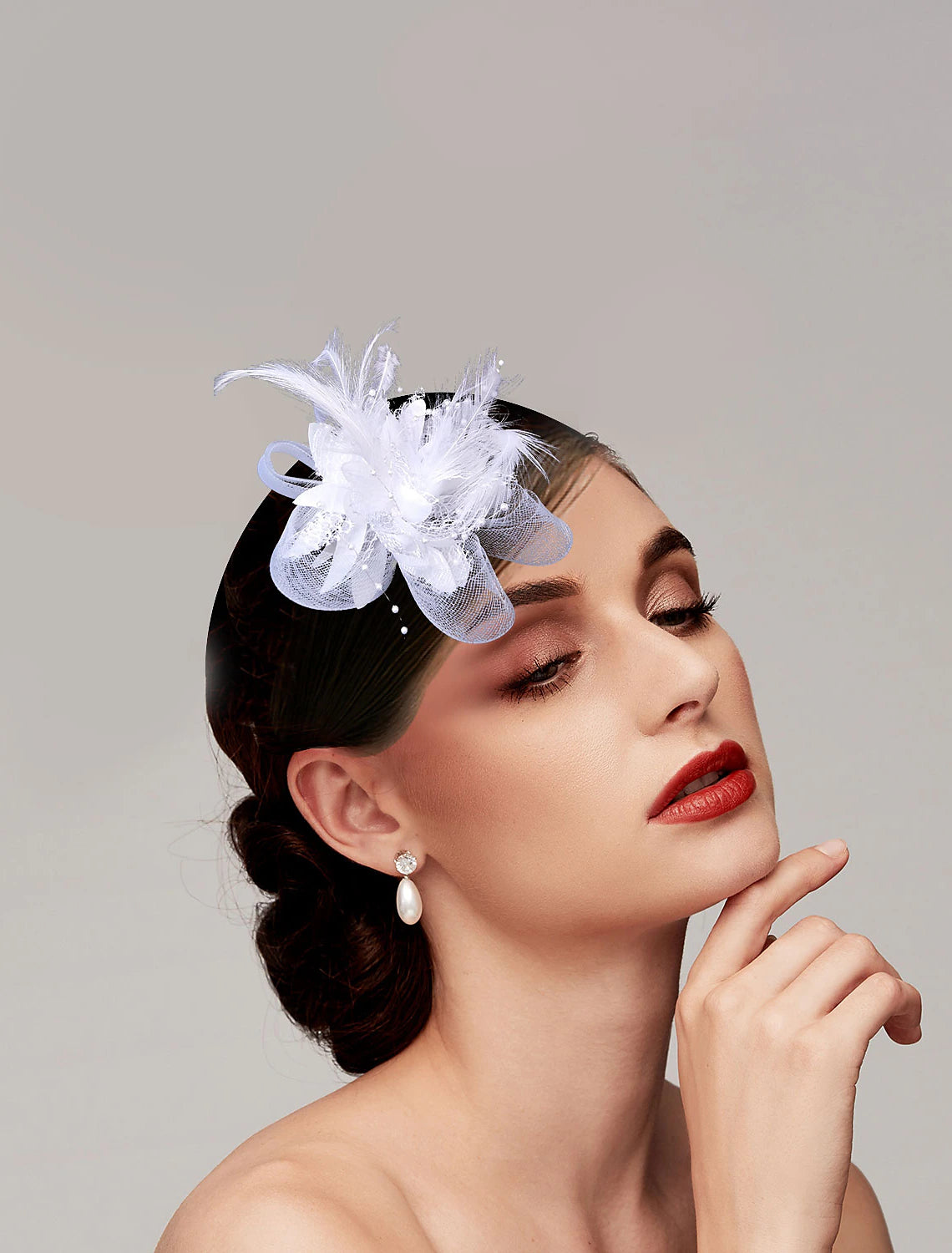 Wholesale Vintage Style Elegant & Luxurious Tulle / Feathers Fascinators / Hats / Headwear with Floral / Beading 1PC Wedding / Ladies Day / Melbourne Cup Headpiece