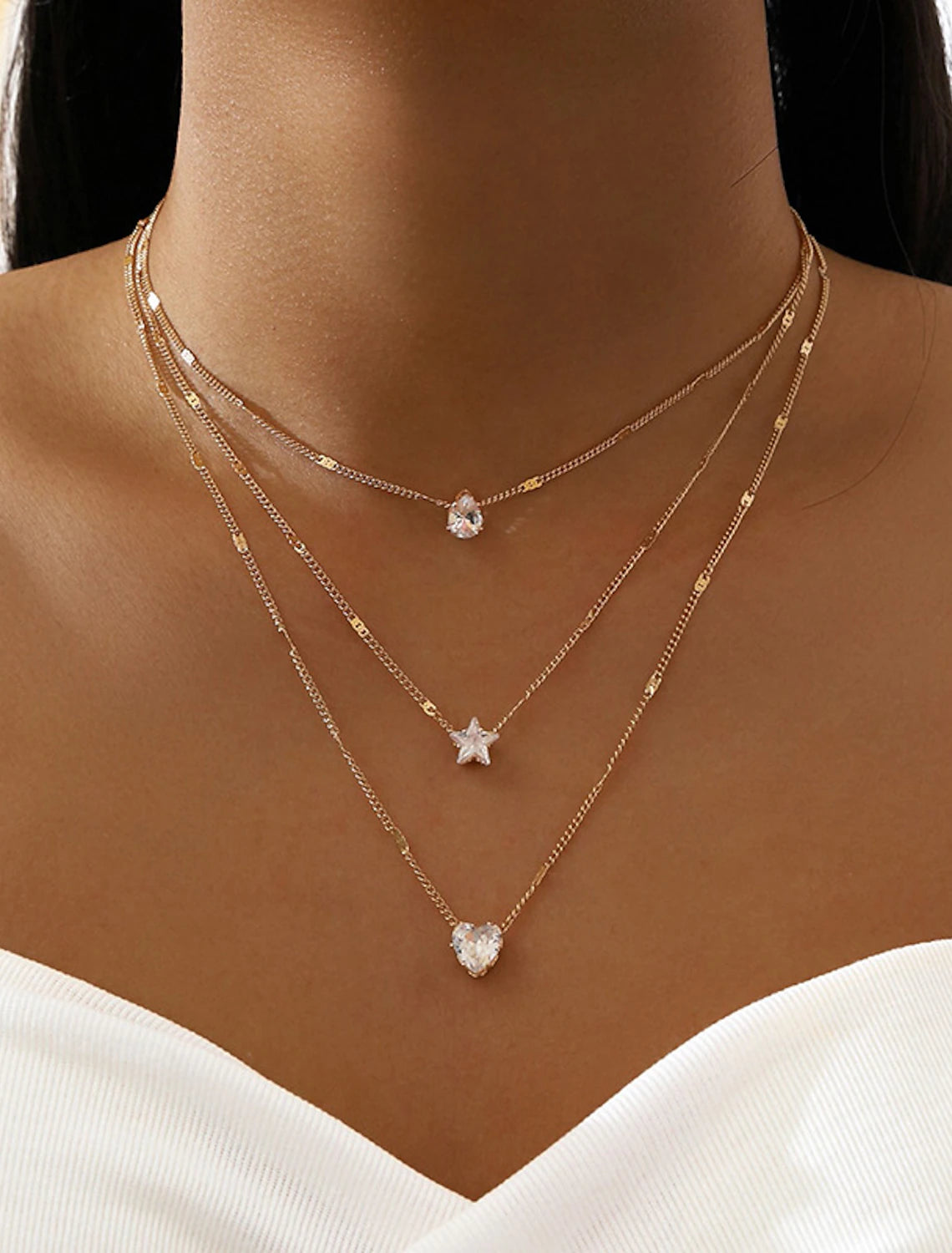 Wholesale Necklace Zircon Chrome Women's Fashion Sweet Classic Cool Wedding Geometric Necklace For Wedding Party