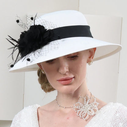 Wholesale Fascinators Kentucky Derby Hat Fiber Bowler / Cloche Hat Straw Hat Sun Hat Wedding Evening Party Elegant Sun Protection With Feather Floral Headpiece Headwear