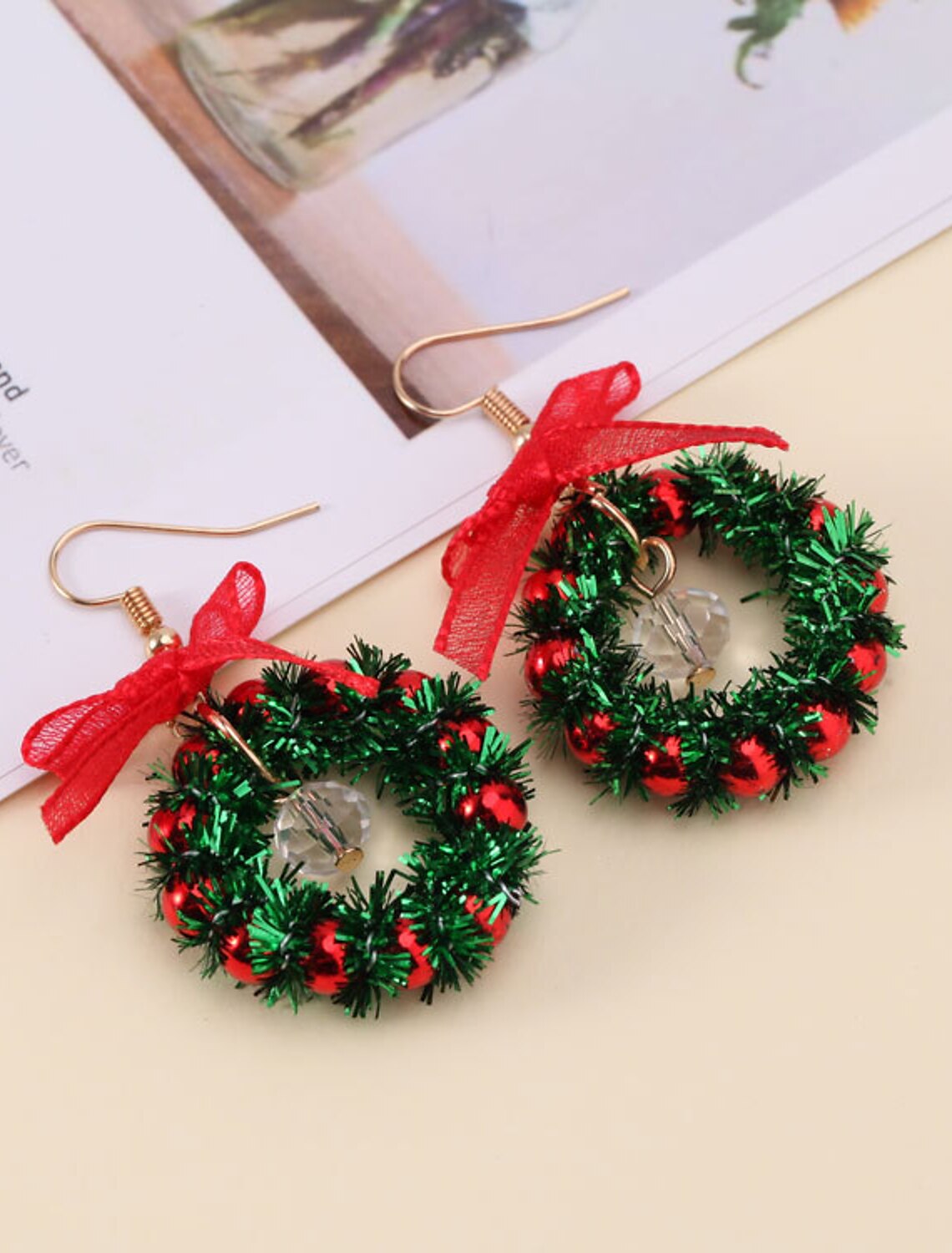 Wholesale Xmas Women‘s Crystal Drop Earrings Fine Jewelry Classic Bowknot Christmas Tree Personalized Stylish Earrings Jewelry 1# / 2# For Christmas Festival 1 Pair