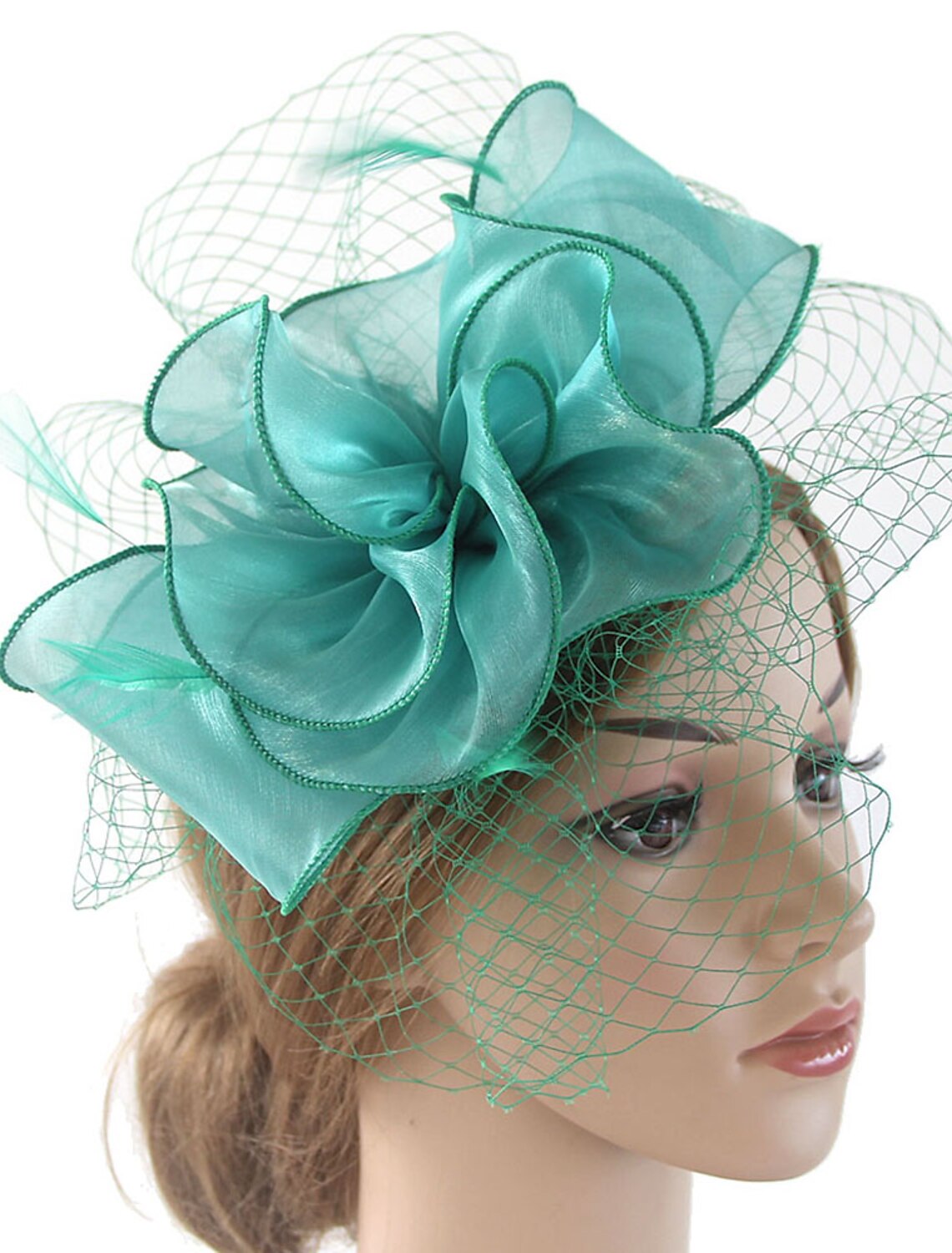 Wholesale Fascinators Kentucky Derby Hat Organza Polyester / Polyamide Fedora Hat Floppy Hat Veil Hat Tea Party Horse Race Ladies Day Vintage Vintage Style Elegant With Feather Appliques