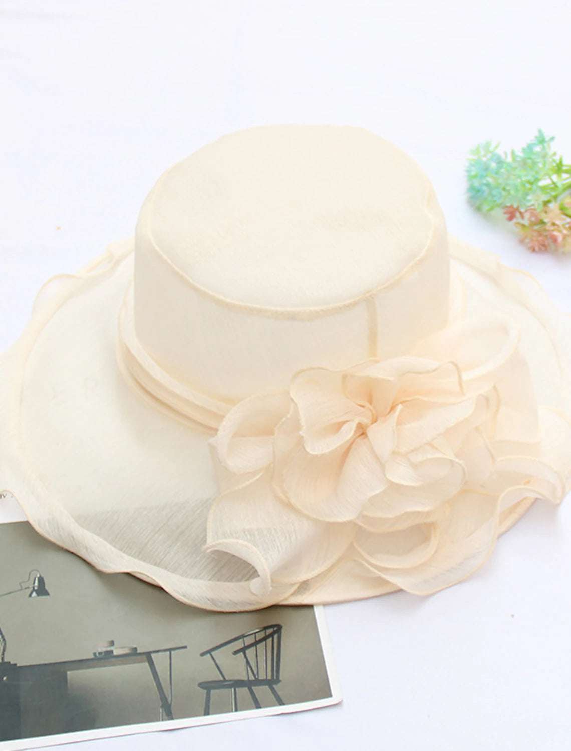 Wholesale Hats Organza Sun Hat Tea Party Kentucky Derby Melbourne Cup Wedding With Appliques Headpiece Headwear