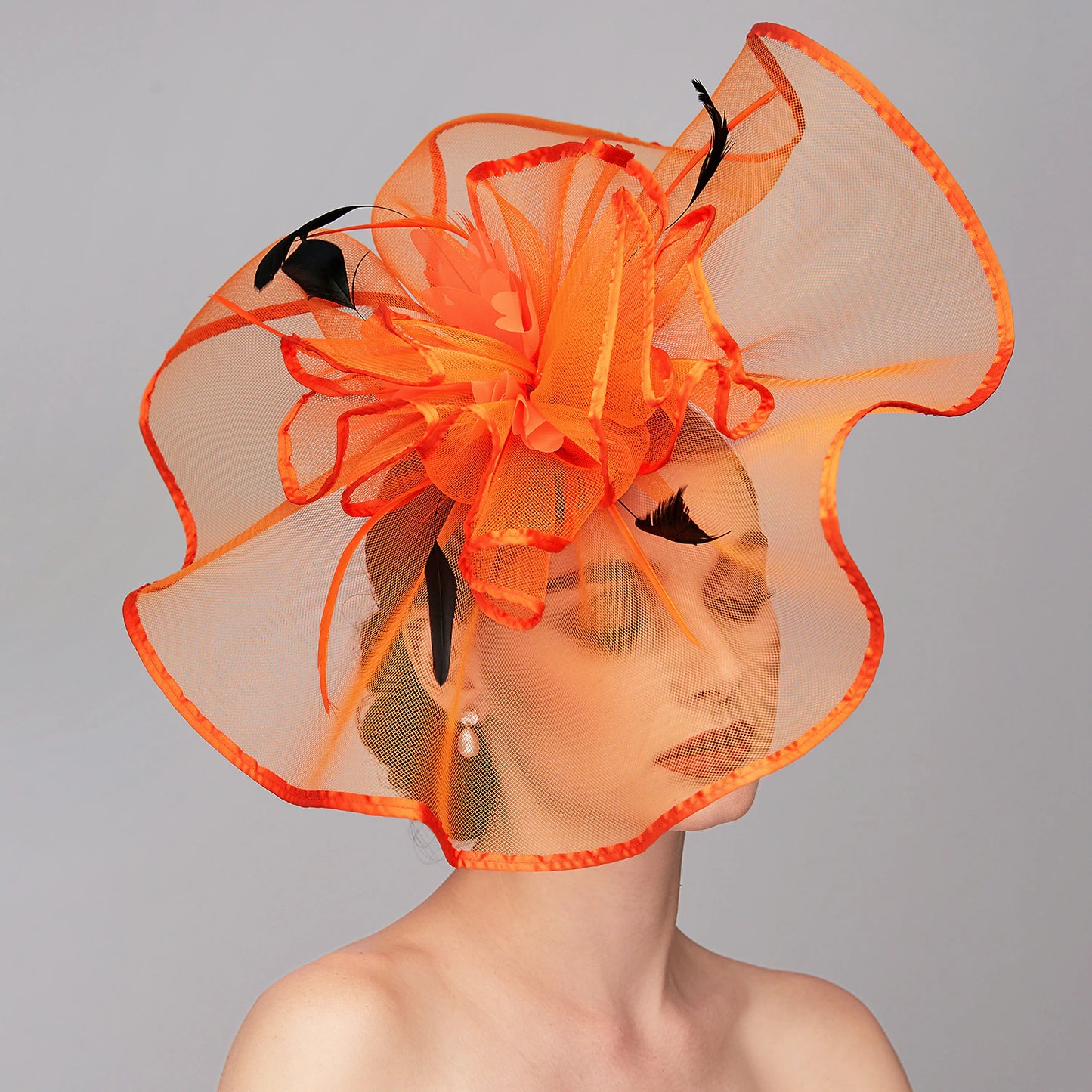 Wholesale Elegant & Luxurious Feather Linen Rayon Kentucky Derby Hat Fascinators Headpiece with Feather Floral Flower 1PC Melbourne Cup Wedding Horse Race Ladies Day Headpiece