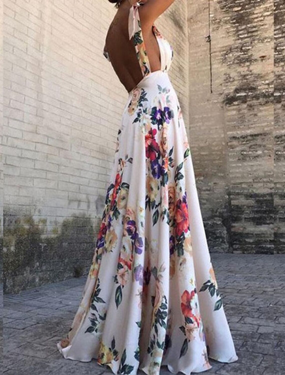 Wholesale Women‘s Party Dress Corset Dress Swing Dress Long Dress Maxi Dress White Beige Sleeveless Floral Print Fall Spring Autumn V Neck Elegant Party