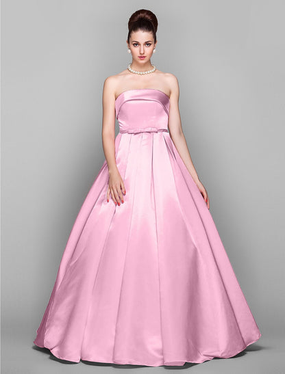 Wholesale Ball Gown Elegant Dress Quinceanera Prom Floor Length Sleeveless Strapless Satin with Bow(s)