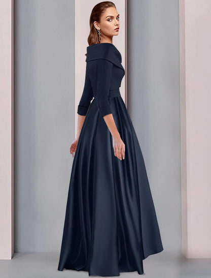 Wholesale A-Line Mother of the Bride Dress Wedding Guest Elegant High Low Sweet Spaghetti Strap Asymmetrical Tea Length Satin 3/4 Length Sleeve with Pleats Fall