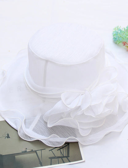 Wholesale Hats Organza Sun Hat Tea Party Kentucky Derby Melbourne Cup Wedding With Appliques Headpiece Headwear