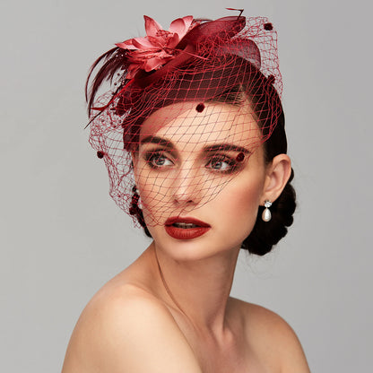 Wholesale Elegant Fascinators Hats Linen Net Mesh Headpiece Kentucky Derby Hat with Clip Headband Feather Floral Flower Mesh Net Wedding Evening Party Horse Race Ladies Day Headpiece Headwear