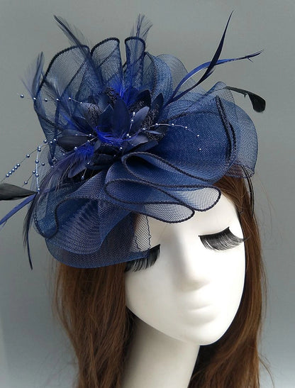 Wholesale Feather / Net Fascinators Kentucky Derby Hat/ Headpiece with Feather / Floral / Flower 1PC Wedding / Special Occasion / Tea Party Headpiece