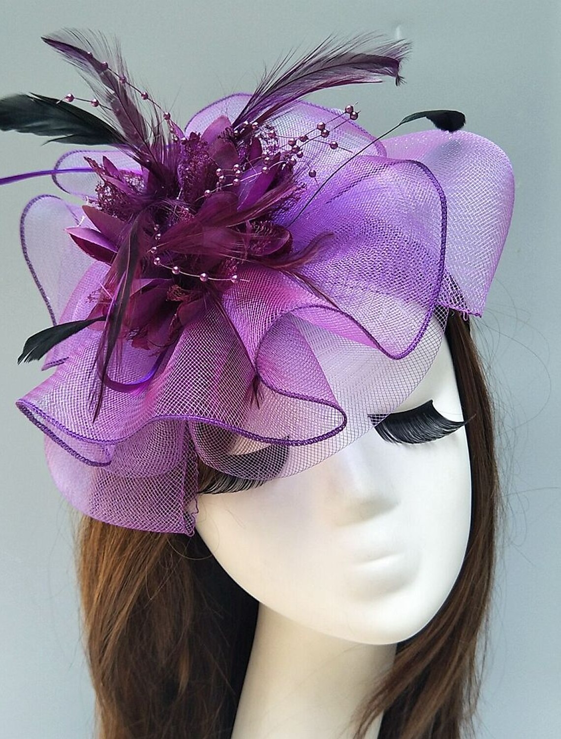 Wholesale Feather / Net Fascinators Kentucky Derby Hat/ Headpiece with Feather / Floral / Flower 1PC Wedding / Special Occasion / Tea Party Headpiece