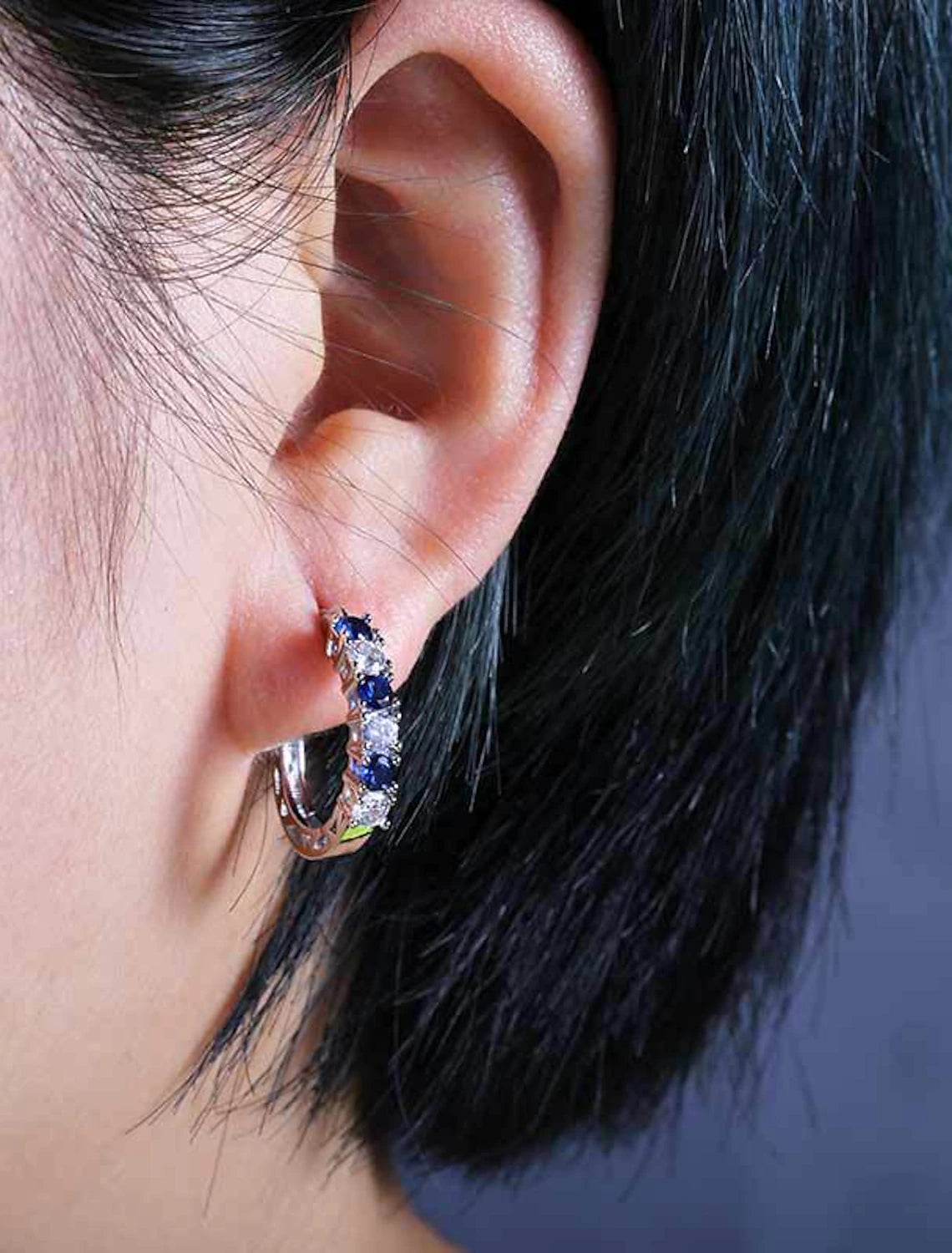 Wholesale Women's Zircon Hoop Earrings Fine Jewelry Classic Precious Stylish Simple Earrings Jewelry Blue / Purple / Fuchsia For Gift Festival 1 Pair