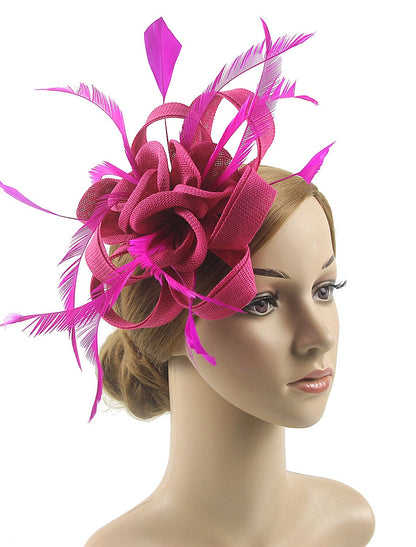 Wholesale Fascinators Kentucky Derby Hat Headwear Organza Polyester / Polyamide Fedora Hat Veil Hat Tea Party Horse Race Ladies Day Vintage Style Vintage Elegant With Feather Appliques Headpiece