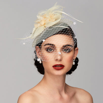 Wholesale Elegant Fascinators Hats Linen Net Mesh Headpiece Kentucky Derby Hat with Clip Headband Feather Floral Flower Mesh Net Wedding Evening Party Horse Race Ladies Day Headpiece Headwear