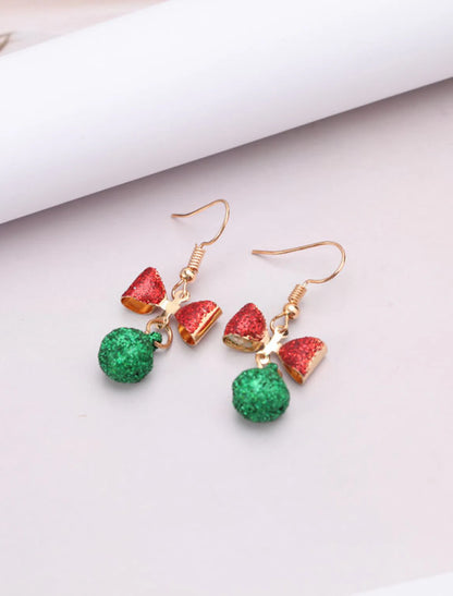 Wholesale Xmas Women‘s Drop Earrings Fine Jewelry Classic Bowknot Bell Personalized Stylish Earrings Jewelry Green For Christmas Festival 1 Pair