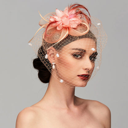 Wholesale Elegant Fascinators Hats Linen Net Mesh Headpiece Kentucky Derby Hat with Clip Headband Feather Floral Flower Mesh Net Wedding Evening Party Horse Race Ladies Day Headpiece Headwear