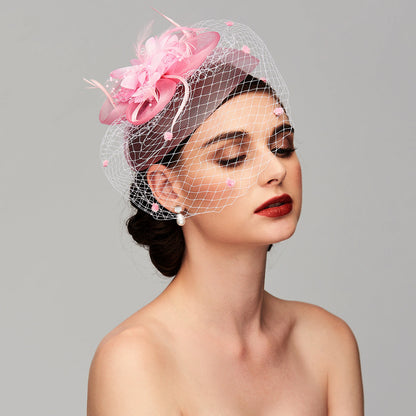 Wholesale Elegant Fascinators Hats Linen Net Mesh Headpiece Kentucky Derby Hat with Clip Headband Feather Floral Flower Mesh Net Wedding Evening Party Horse Race Ladies Day Headpiece Headwear