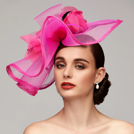 Wholesale Flowers Feather Net Kentucky Derby Hat Fascinators Headpiece with Feather Floral 1PC Horse Race Ladies Day Melbourne Cup Headpiece