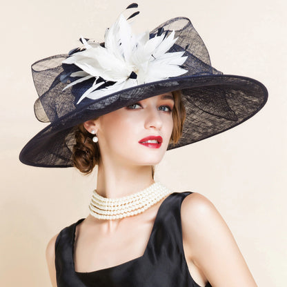 Wholesale Flax Kentucky Derby Hat / Hats with Flower 1 Piece Horse Race / Ladies Day Headpiece