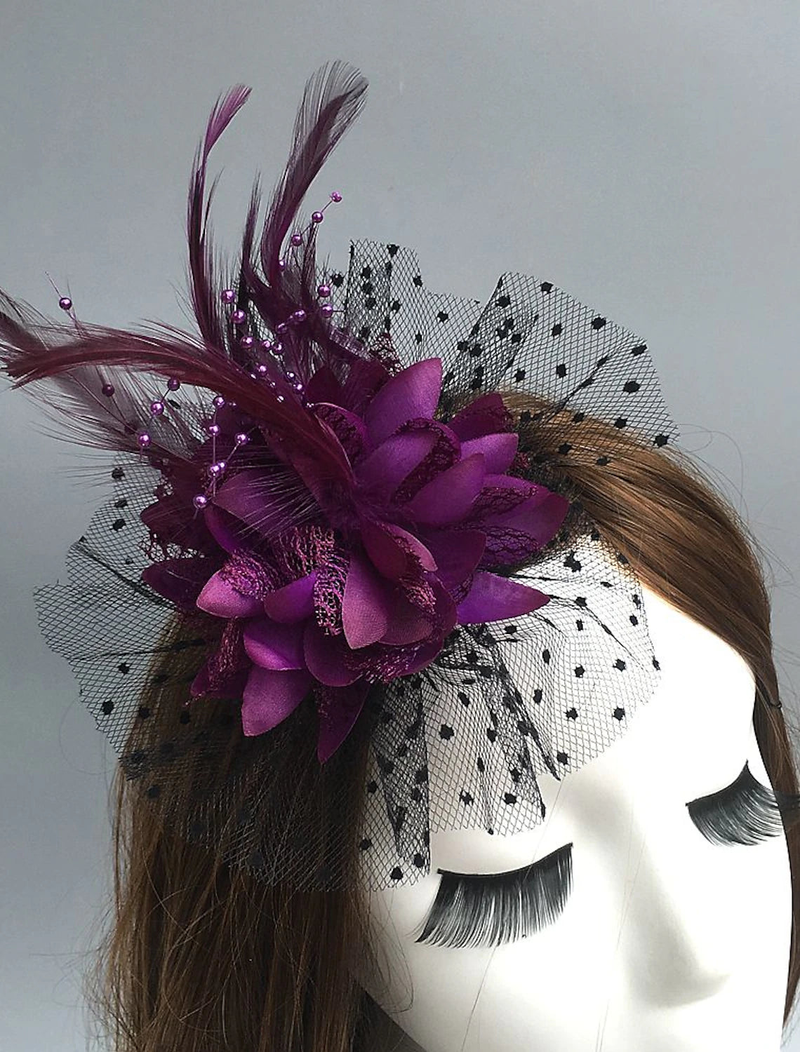 Wholesale Net Fascinators Kentucky Derby Hat/ Headwear with Floral 1PC Wedding / Special Occasion / Party / Evening Headpiece