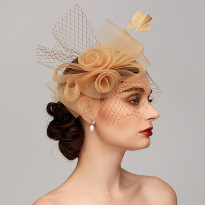 Wholesale Elegant Net Mesh Tulle Fascinator Hats Headpiece Clip Headband with Bow(s) Feather Flower Floral 1PC Kentucky Derby Wedding Tea Party Horse Race Cocktail Vintage for Women