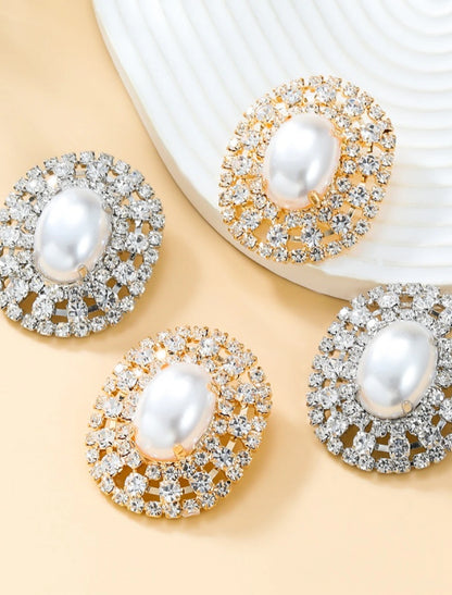 Wholesale Women's Clear White Stud Earrings Fine Jewelry Classic Precious Stylish Trendy Earrings Jewelry Silver / Gold For Party Gift 1 Pair