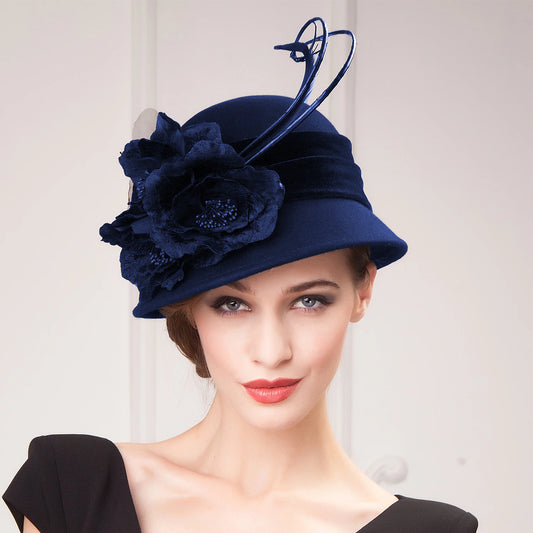 Wholesale Fashion Wool Ladies Party /Casual / Outdoor Hat With Floral (more color)