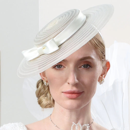 Wholesale Headbands Hats Tulle Straw Bowler / Cloche Hat Saucer Hat Top Hat Tea Party Horse Race Romantic British With Bowknot Headpiece Headwear