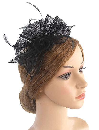 Wholesale Fascinators Kentucky Derby Hat Headwear Organza Polyester / Polyamide Bucket Hat Party / Evening Holiday Cocktail Royal Astcot Vintage Style Elegant With Feather Appliques Headpiece Headwear