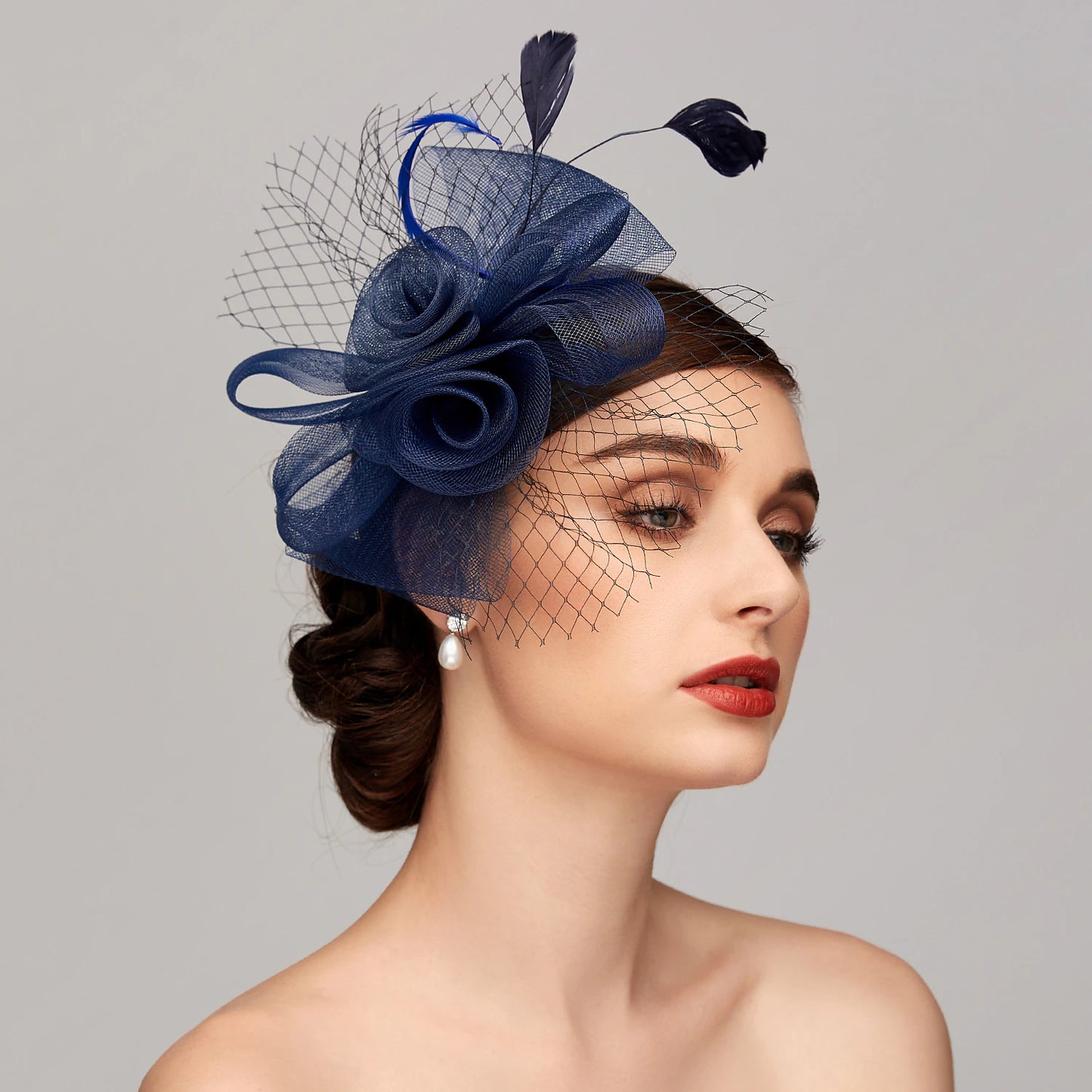 Wholesale Elegant Net Mesh Tulle Fascinator Hats Headpiece Clip Headband with Bow(s) Feather Flower Floral 1PC Kentucky Derby Wedding Tea Party Horse Race Cocktail Vintage for Women