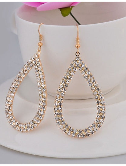 Wholesale Women's Crystal Drop Earrings Fine Jewelry Classic Precious Stylish Simple Earrings Jewelry Silver / Gold For Wedding Party 1 Pair