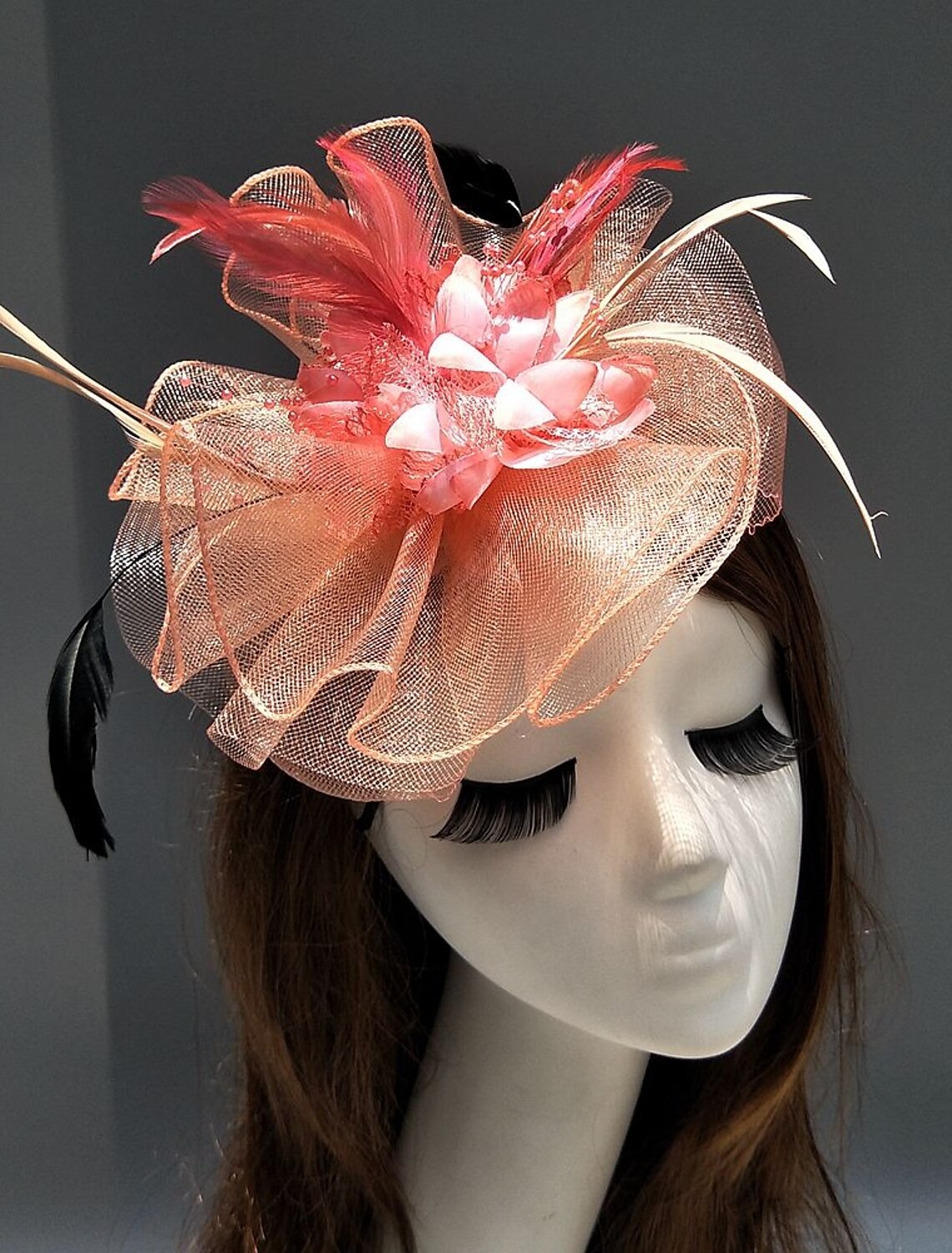 Wholesale Feather / Net Fascinators Kentucky Derby Hat/ Headpiece with Feather / Floral / Flower 1PC Wedding / Special Occasion / Tea Party Headpiece